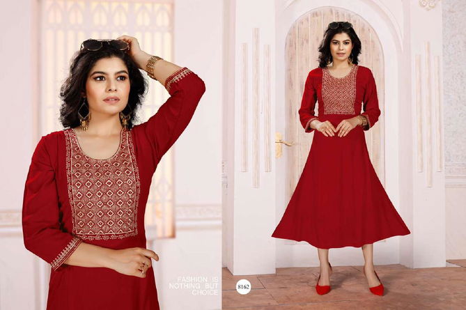 Rrr 8162 Heavy Rayon Fancy Wear Designer Kurti Collection